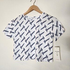 NWT Guess Kids Girls Medium (10-12) White Graphic Crop Top